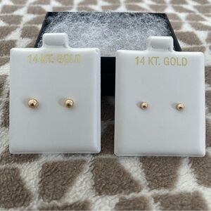Solid 14K Gold Ball Stud Earrings, 4mm & 3mm (2 Pack)